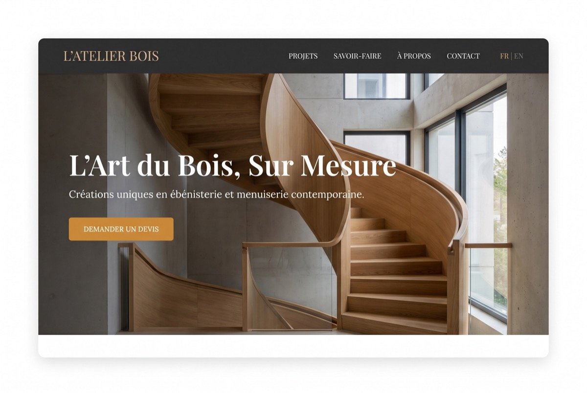 Design de site vitrine pour un artisan menuisier