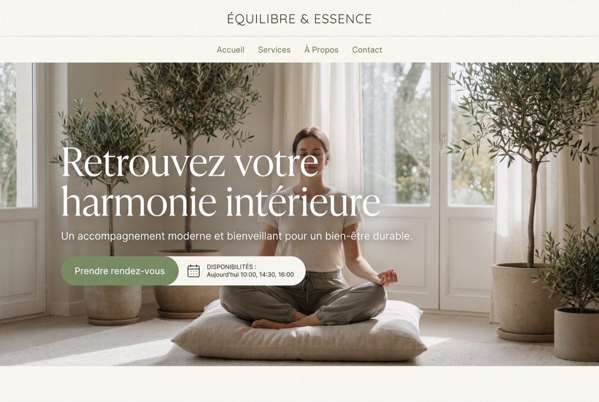 Design de site de prise de rendez-vous pour un praticien bien-être